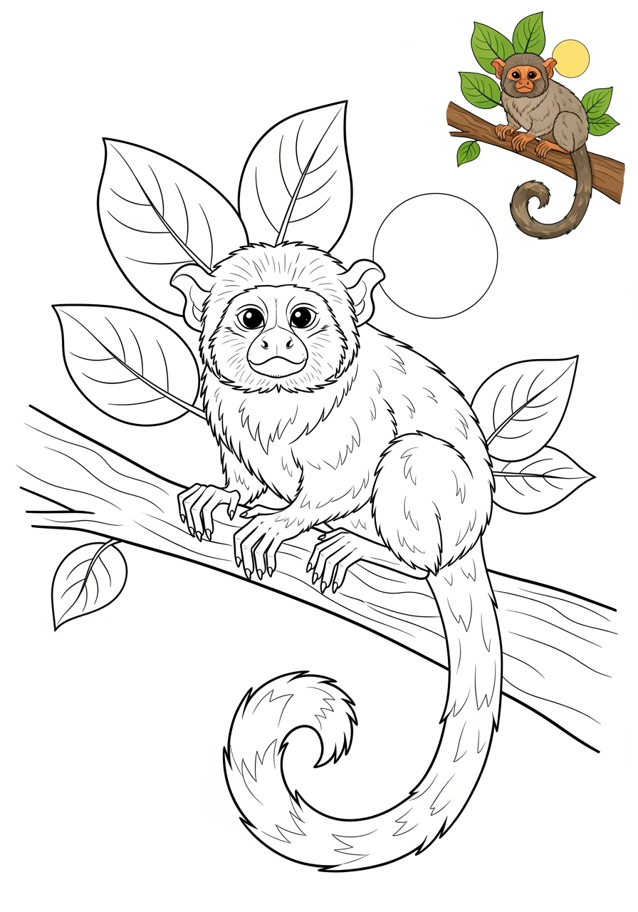 medium animals Rừng Nhiệt Đới tamarin kids coloring page 0
