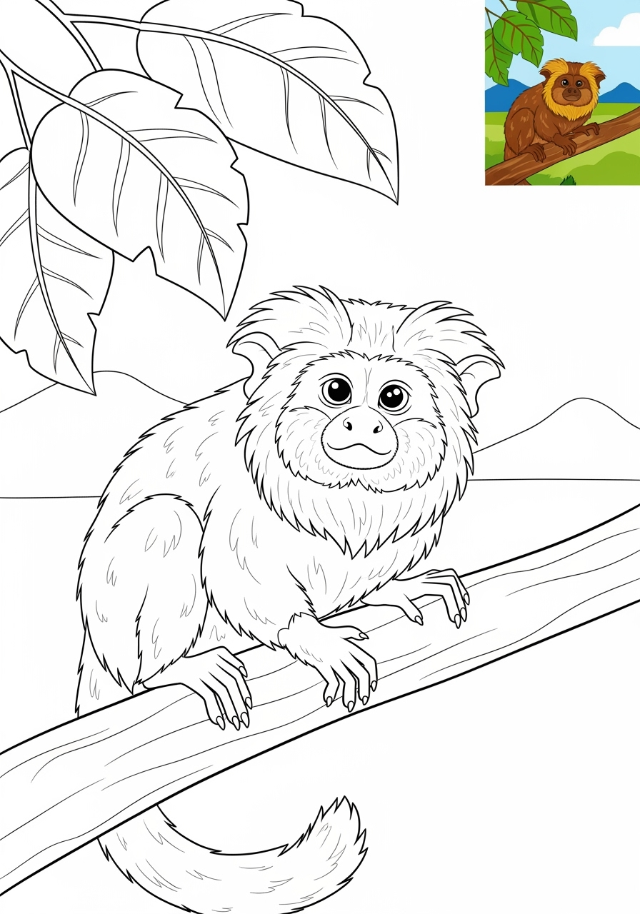 medium animals Rừng Nhiệt Đới tamarin kids coloring page 1