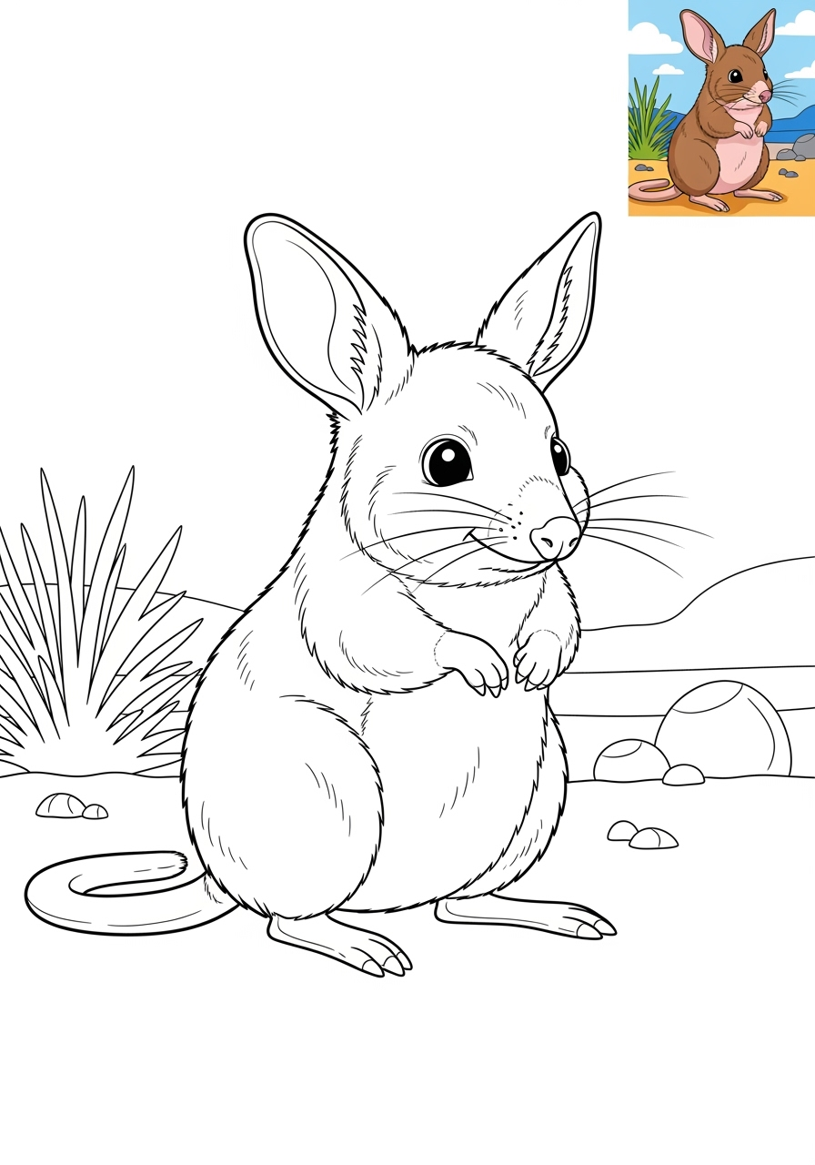 medium animals Australian & Unique bilby kids coloring page 0