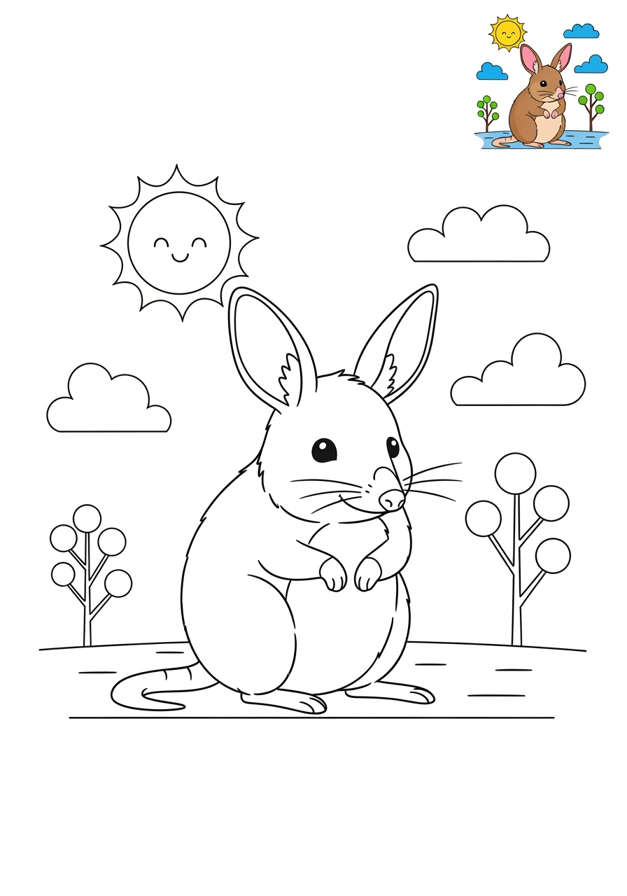 medium animals Australian & Unique bilby kids coloring page 1