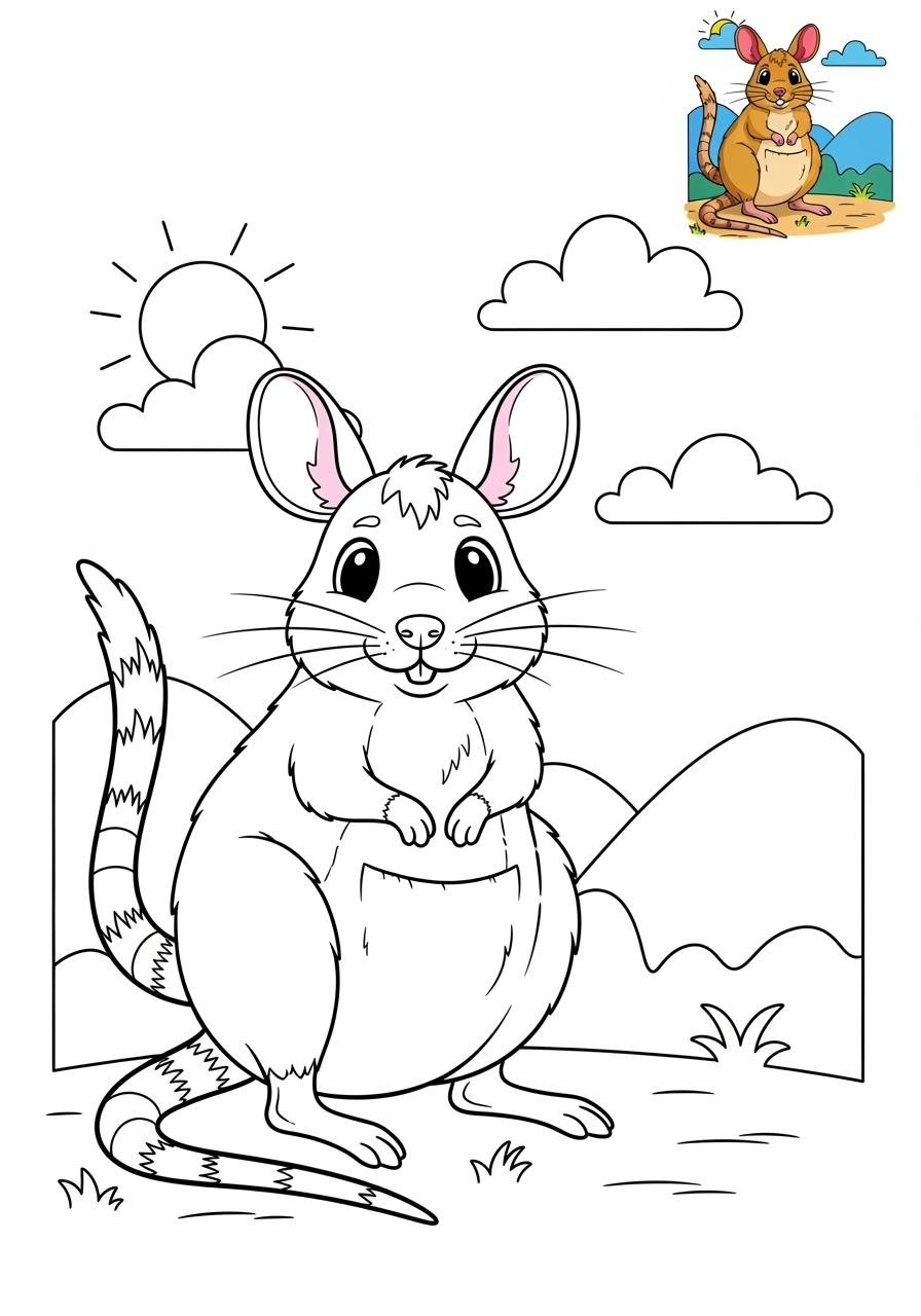 medium animals Australian & Unique kangaroo rat kids coloring page 0