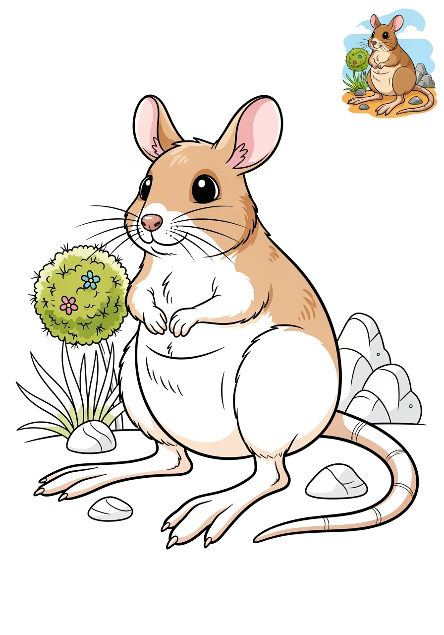 medium animals Australian & Unique kangaroo rat kids coloring page 1