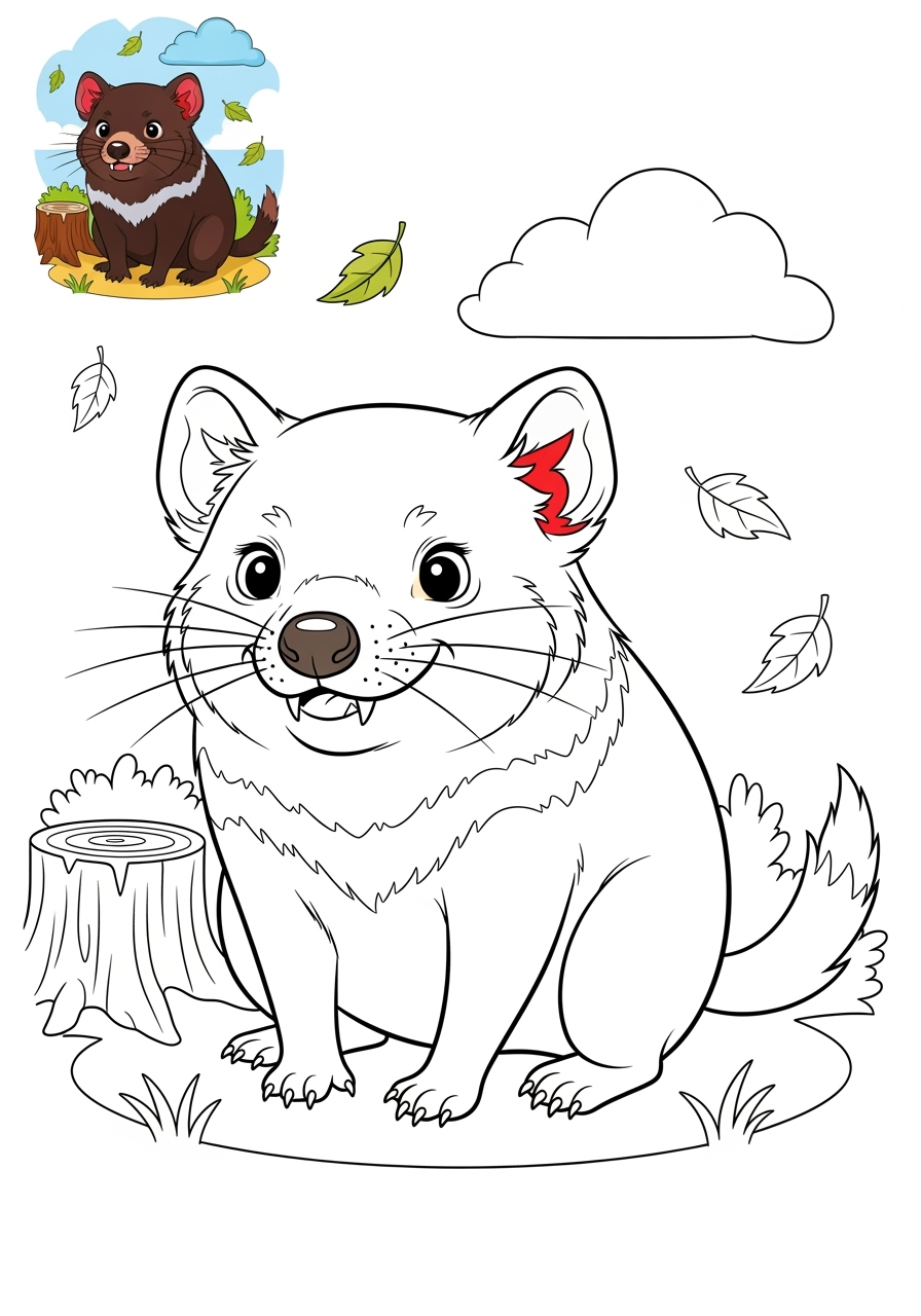 medium animals Australian & Unique tasmanian devil kids coloring page 0