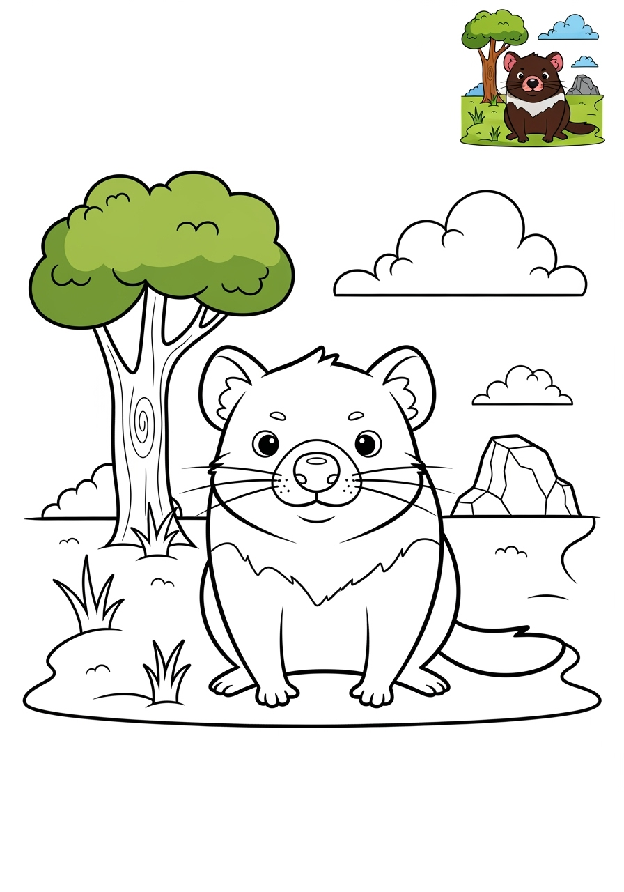 medium animals Australian & Unique tasmanian devil kids coloring page 1