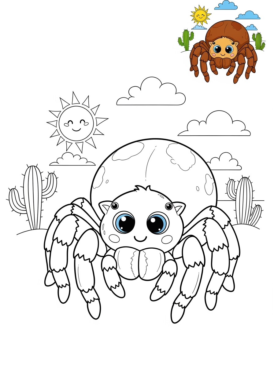 medium animals 사막 및 산지 camel spider kids coloring page 0