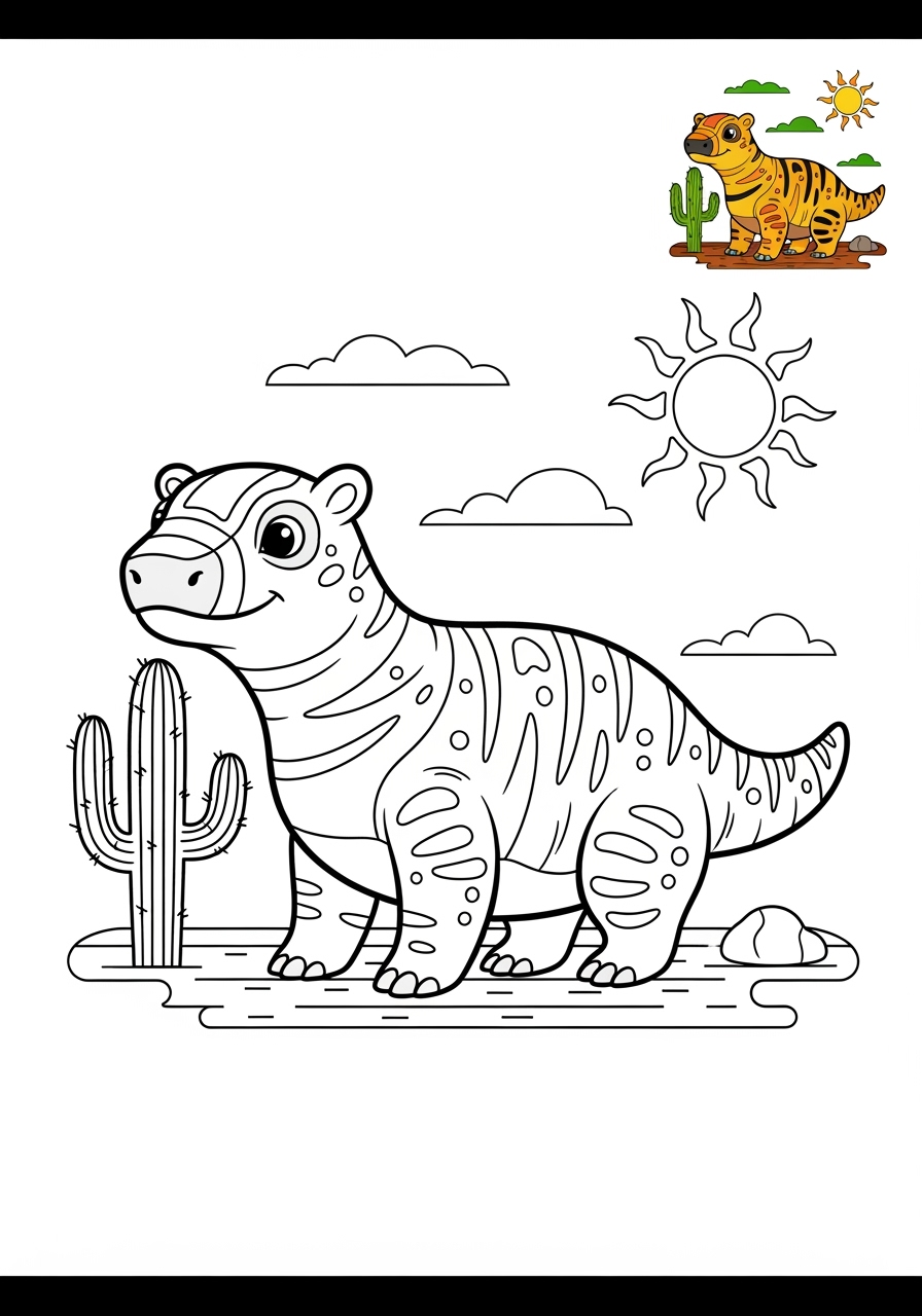 medium animals 사막 및 산지 gila monster kids coloring page 0