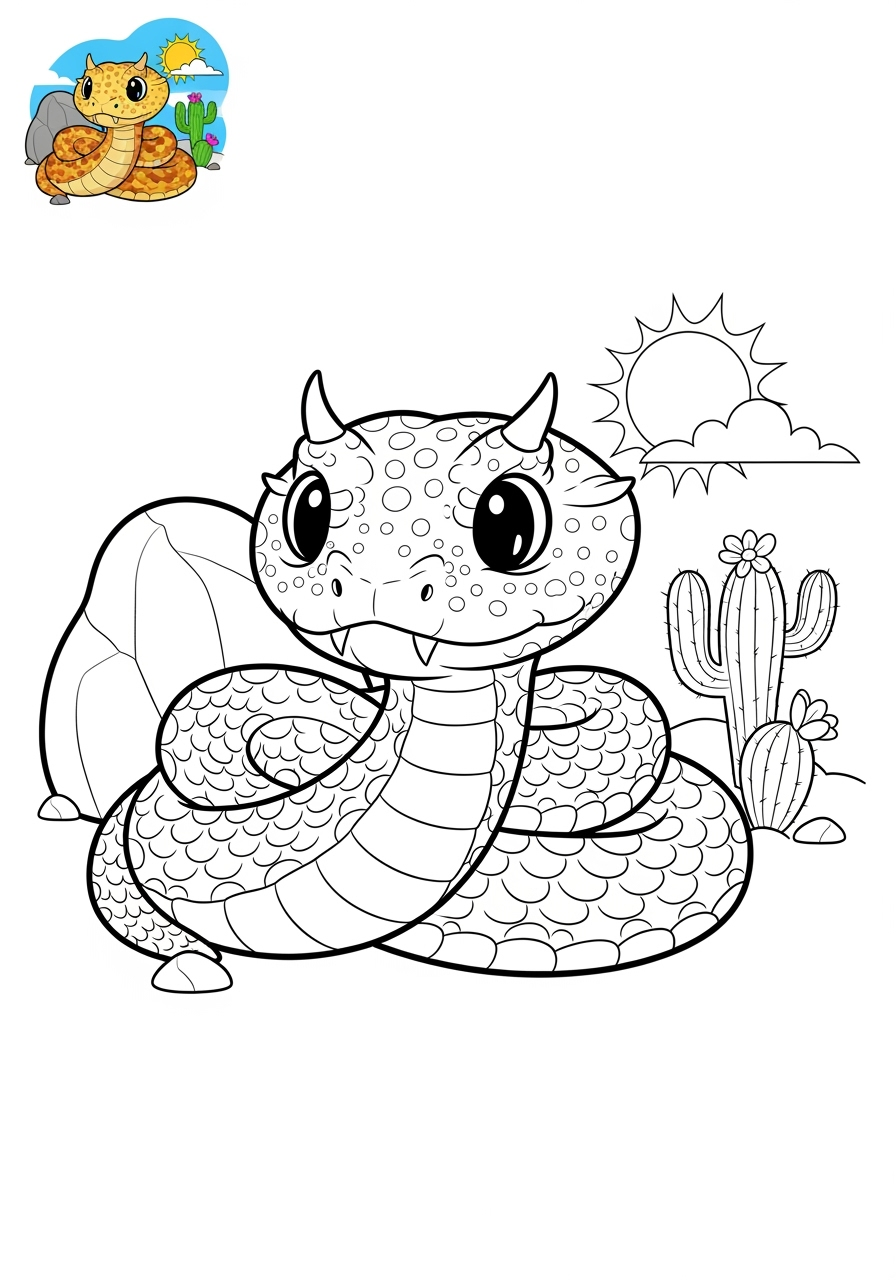 medium animals 사막 및 산지 horned viper kids coloring page 0