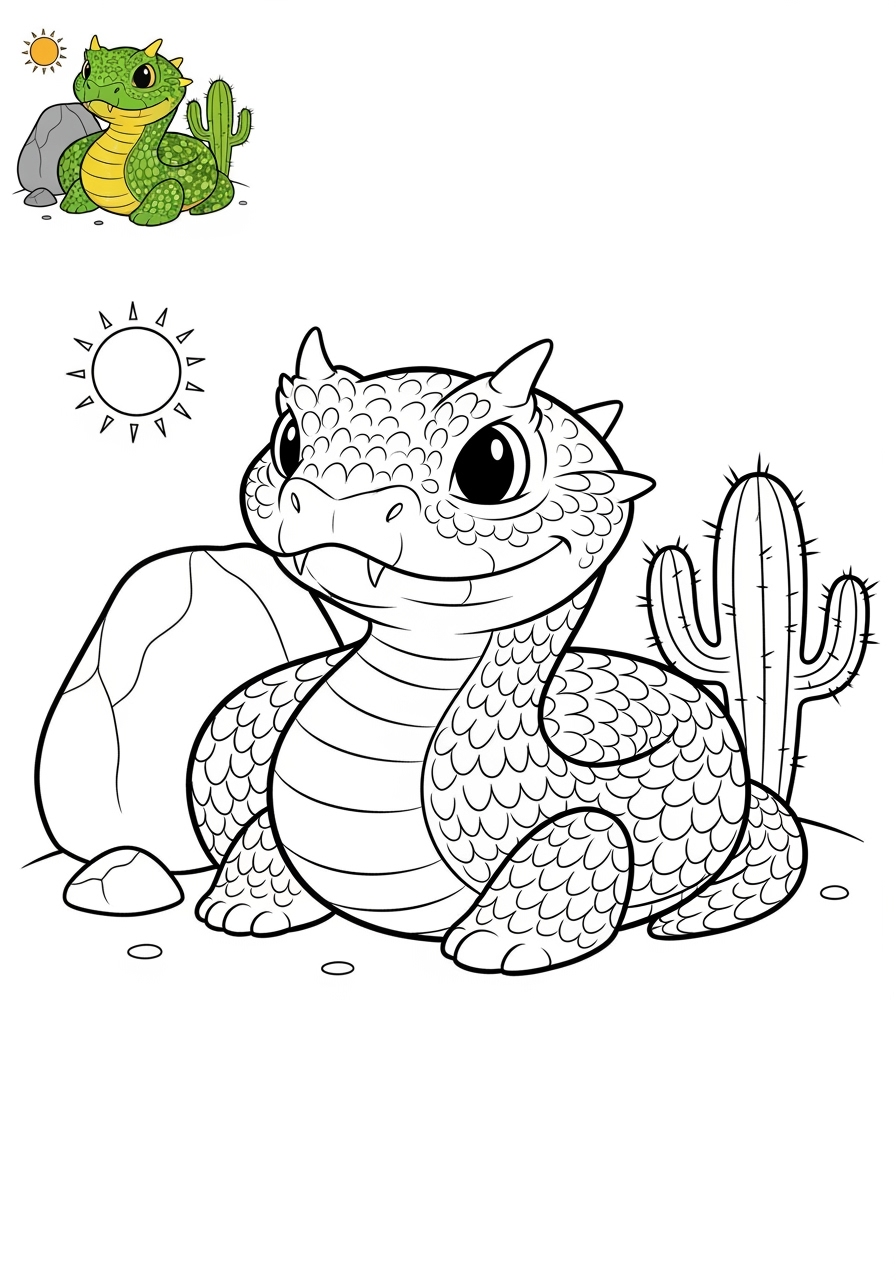medium animals 사막 및 산지 horned viper kids coloring page 1