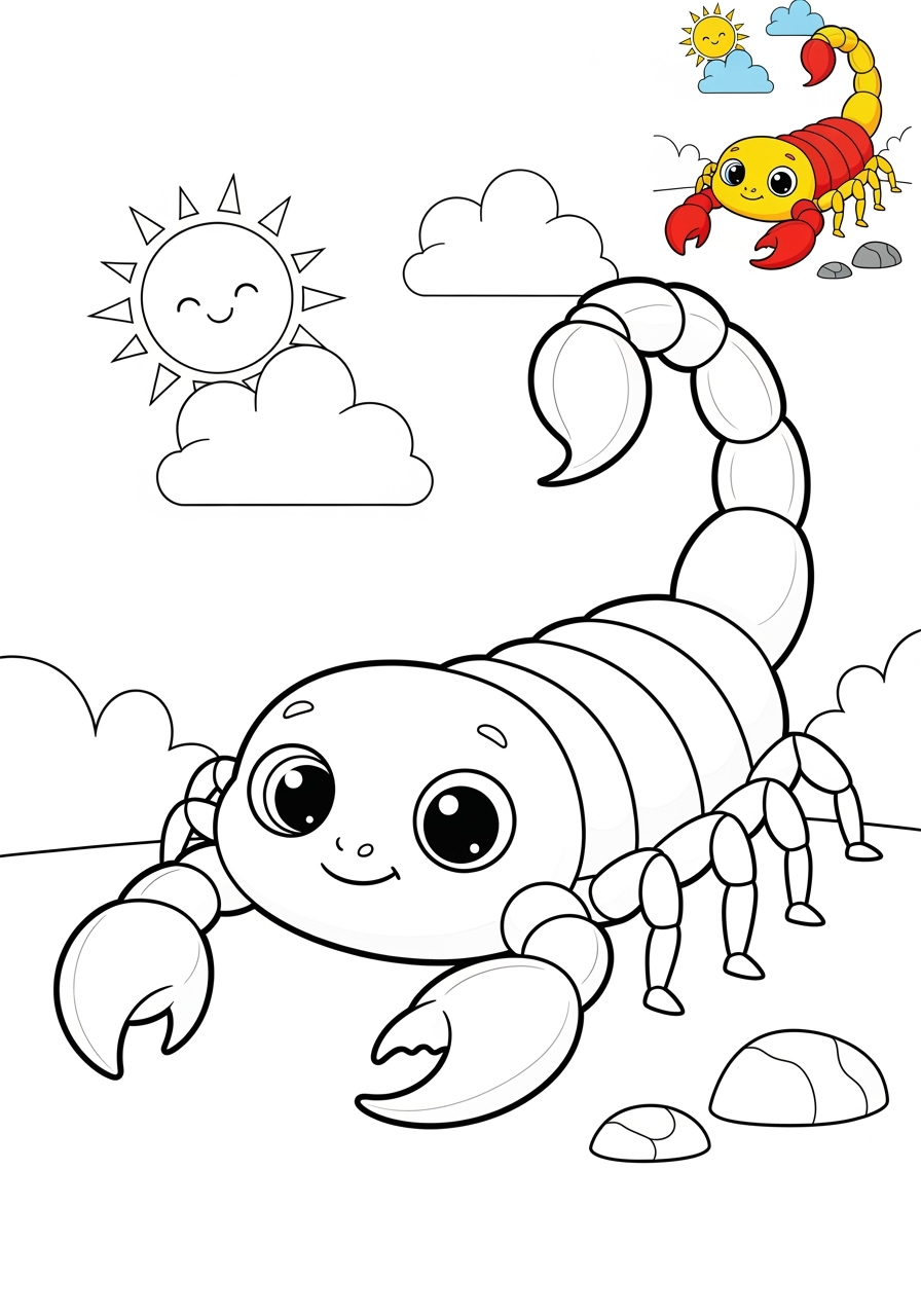 medium animals 사막 및 산지 scorpion kids coloring page 0