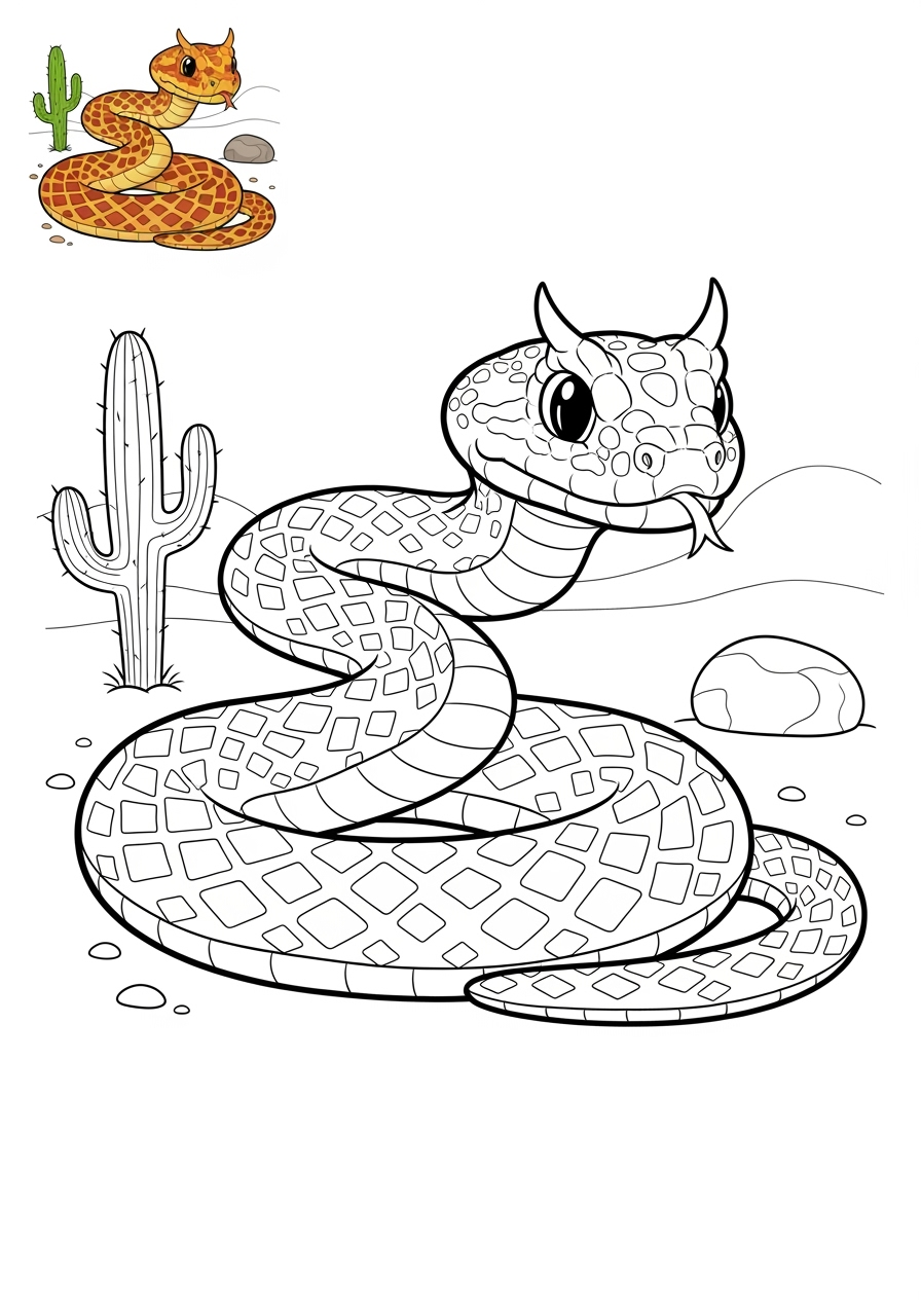 medium animals 사막 및 산지 sidewinder kids coloring page 0