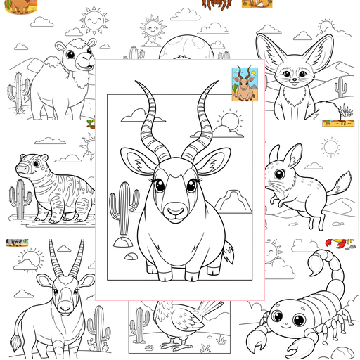 Medium Animals Desert & Mountain Coloring Sheets Collections Thumbnail