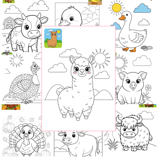 Medium Animals Farmyard Friends Coloring Sheets Collections Thumbnail