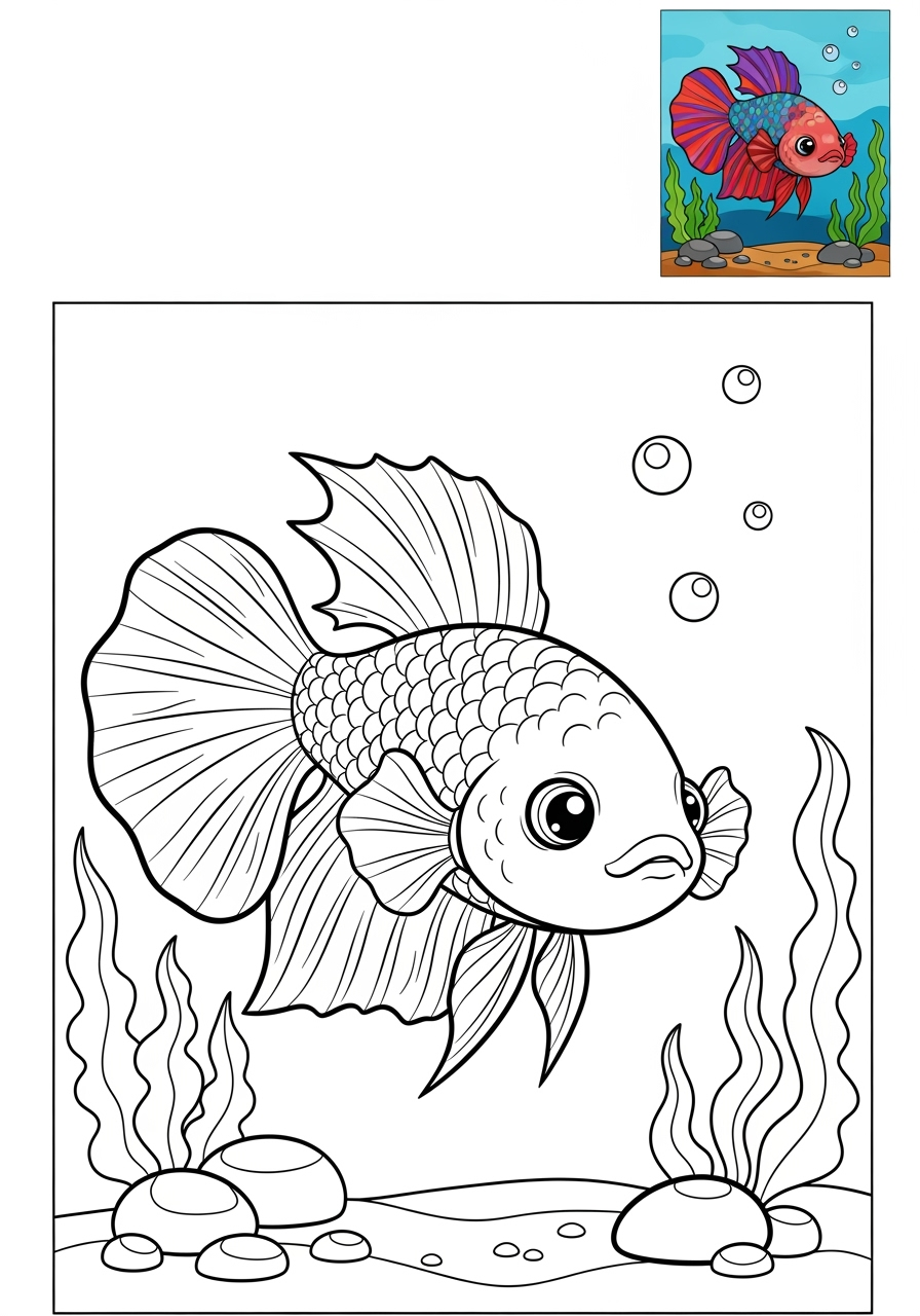 medium animals Pet Pals betta fish kids coloring page 0