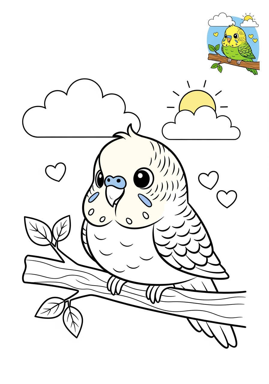 medium animals Pet Pals budgie kids coloring page 0