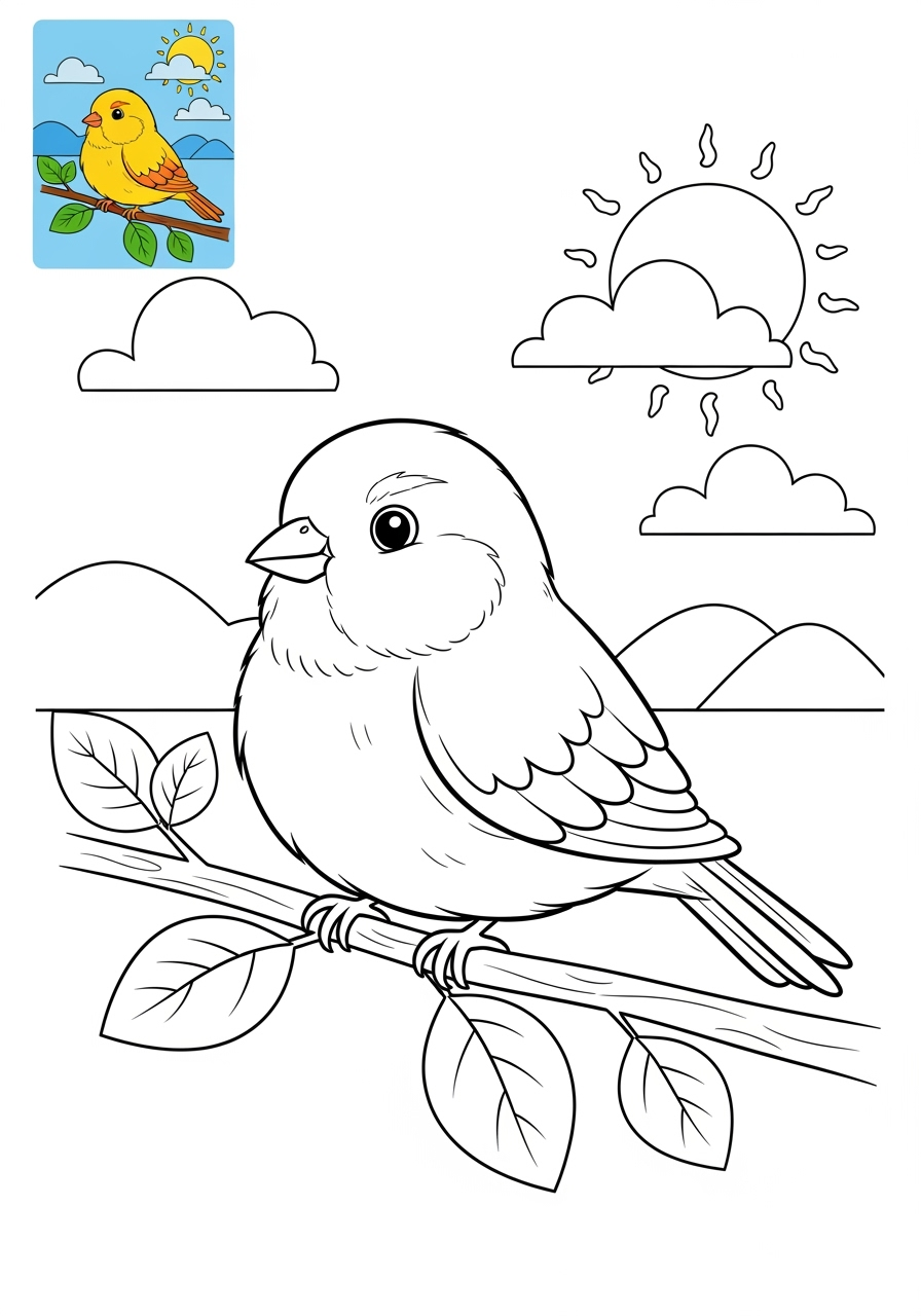 medium animals Pet Pals canary kids coloring page 0