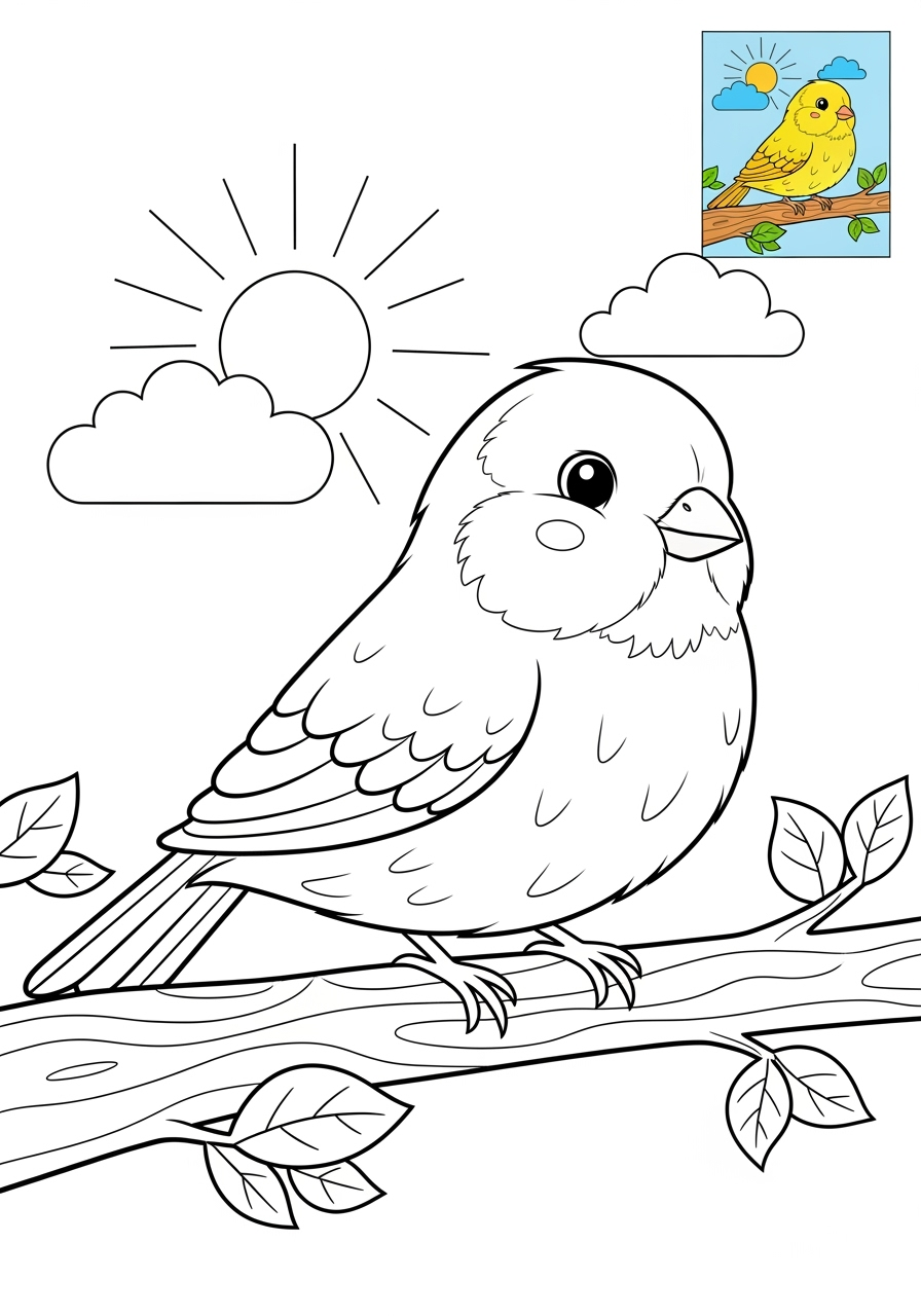 medium animals Pet Pals canary kids coloring page 1