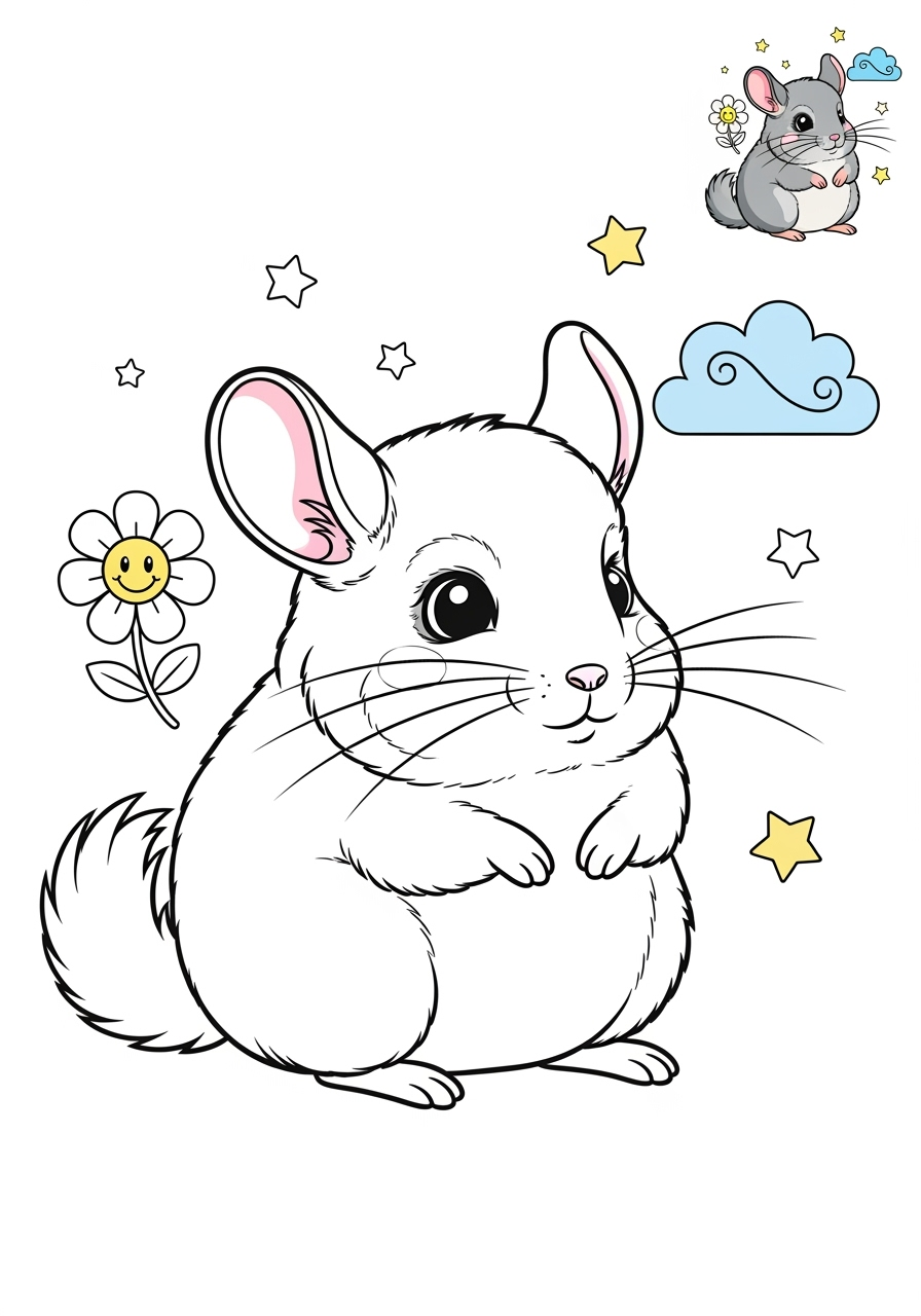 medium animals Pet Pals chinchilla kids coloring page 0