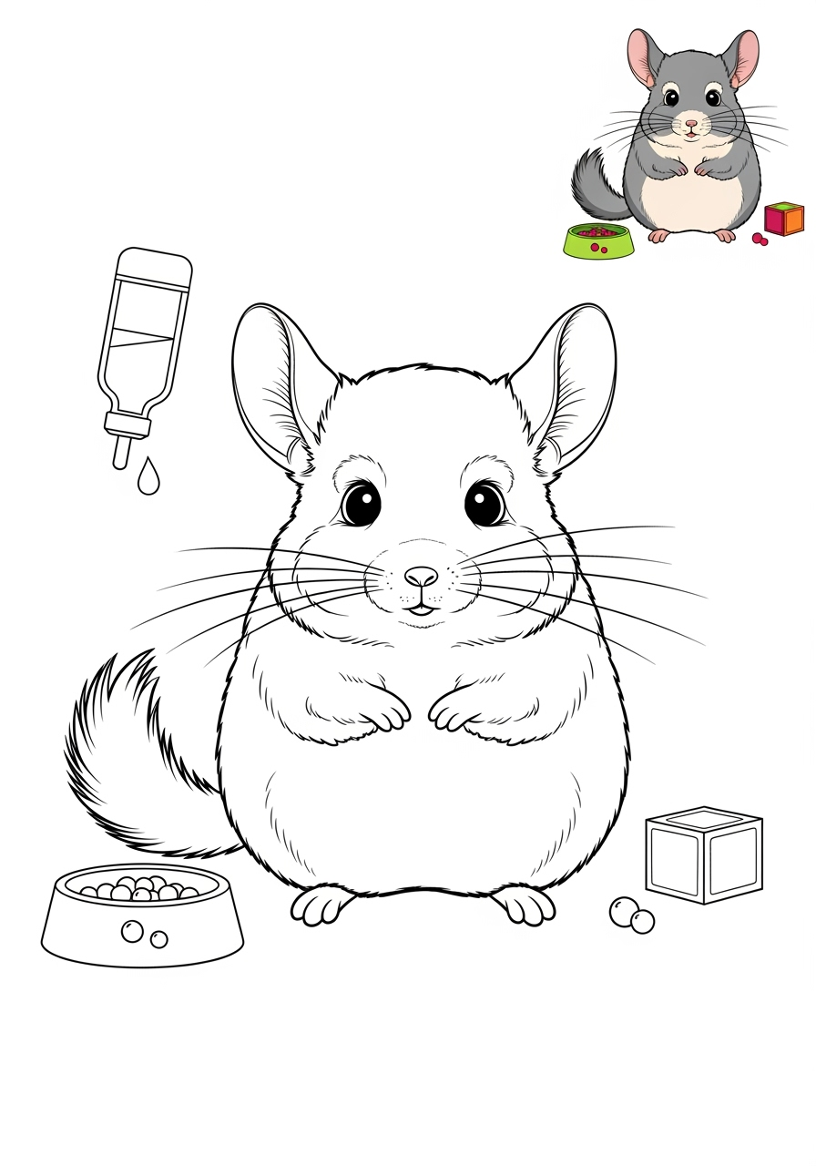 medium animals Pet Pals chinchilla kids coloring page 1