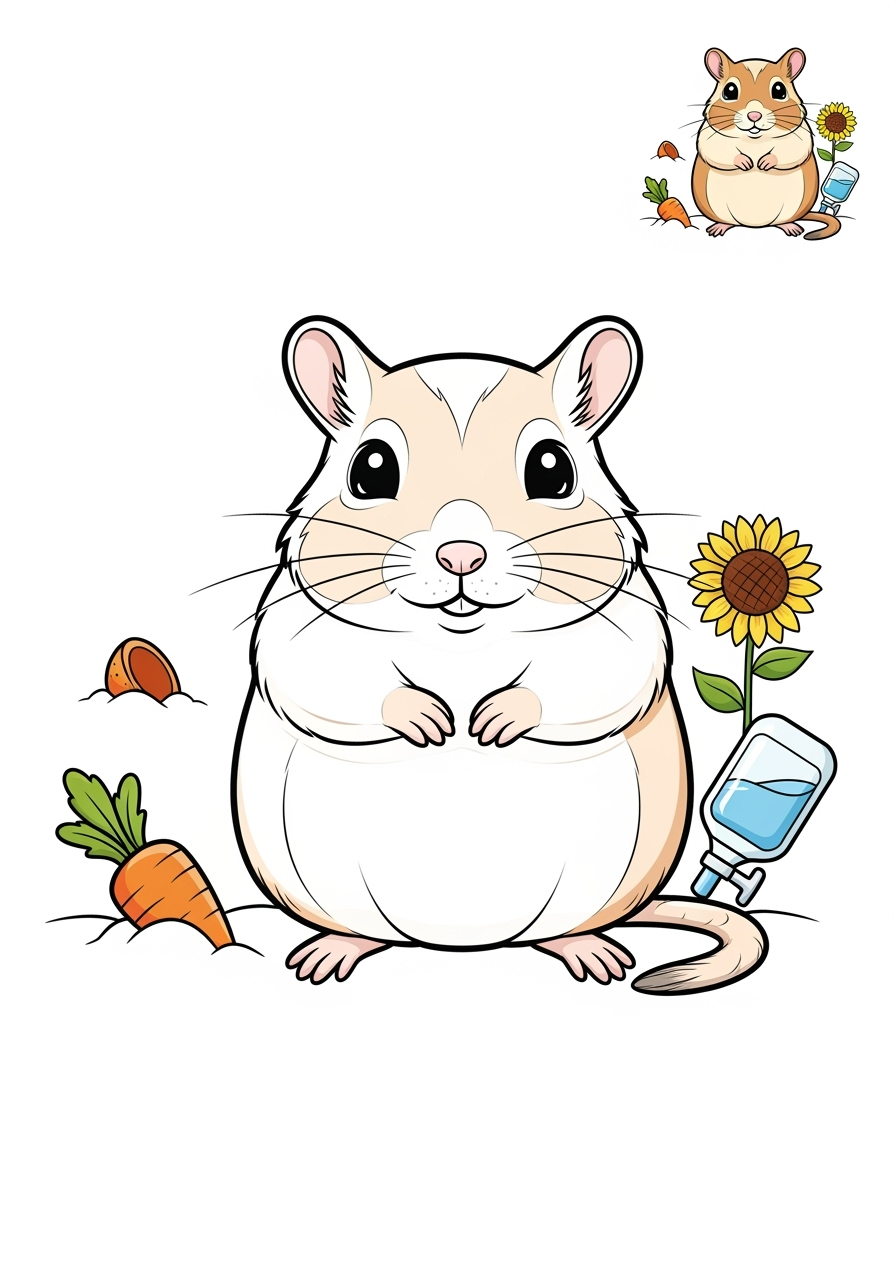 medium animals Pet Pals gerbil kids coloring page 1
