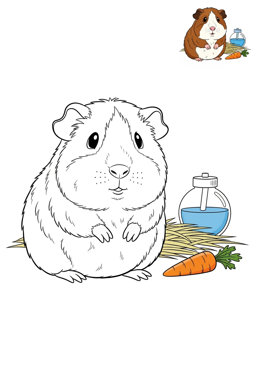 medium animals Pet Pals guinea pig kids coloring page 0