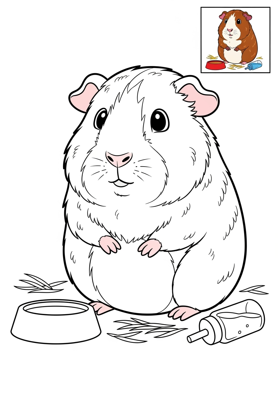 medium animals Pet Pals guinea pig kids coloring page 1