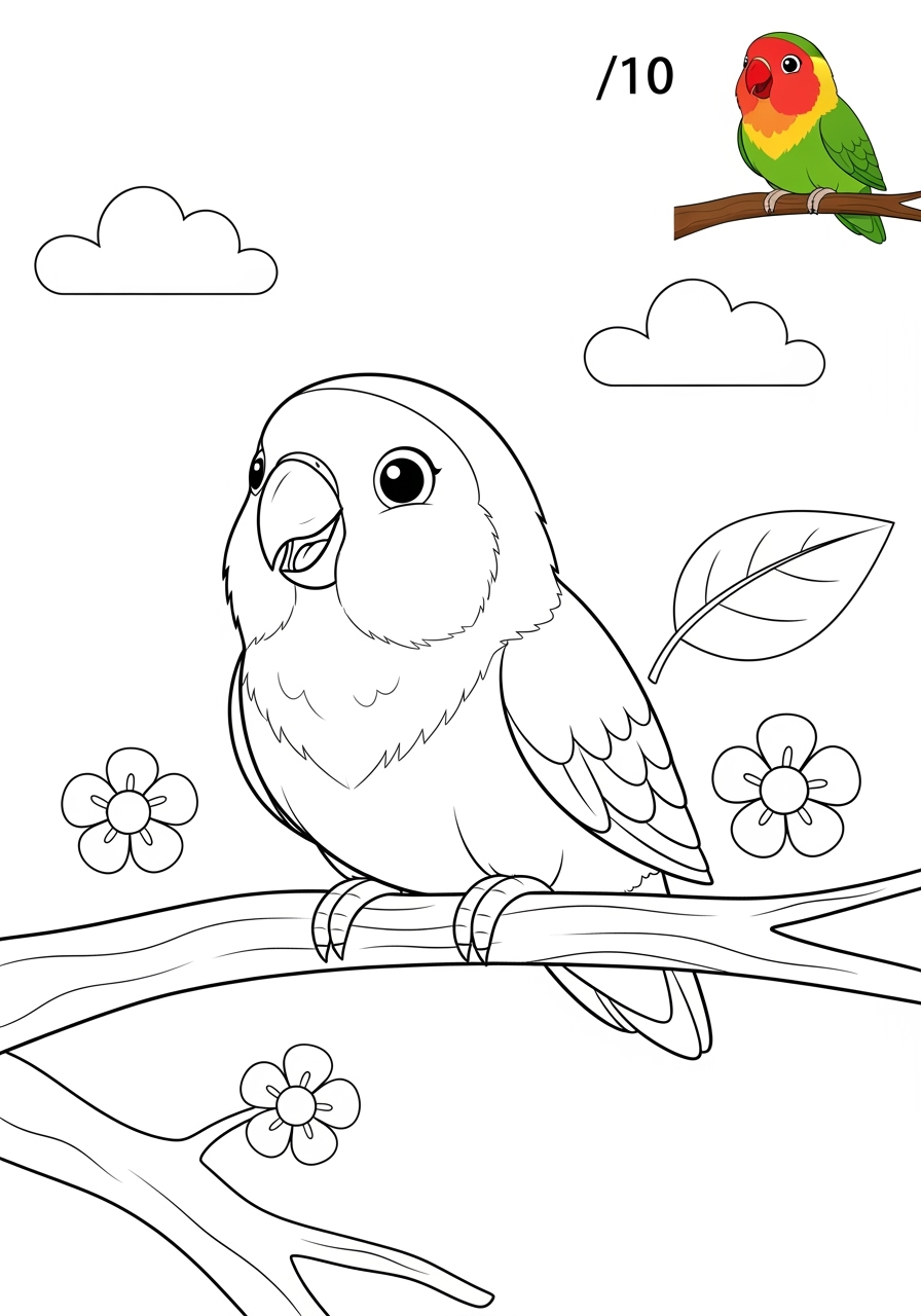 medium animals Pet Pals lovebird kids coloring page 0