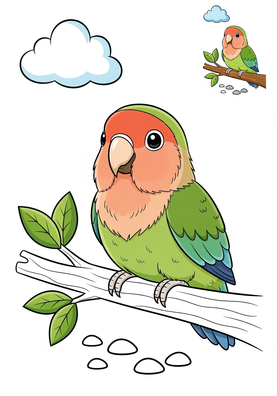 medium animals Pet Pals lovebird kids coloring page 1