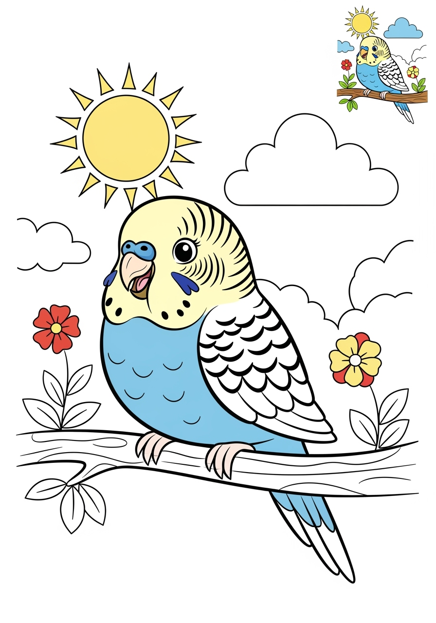 medium animals Pet Pals parakeet kids coloring page 0