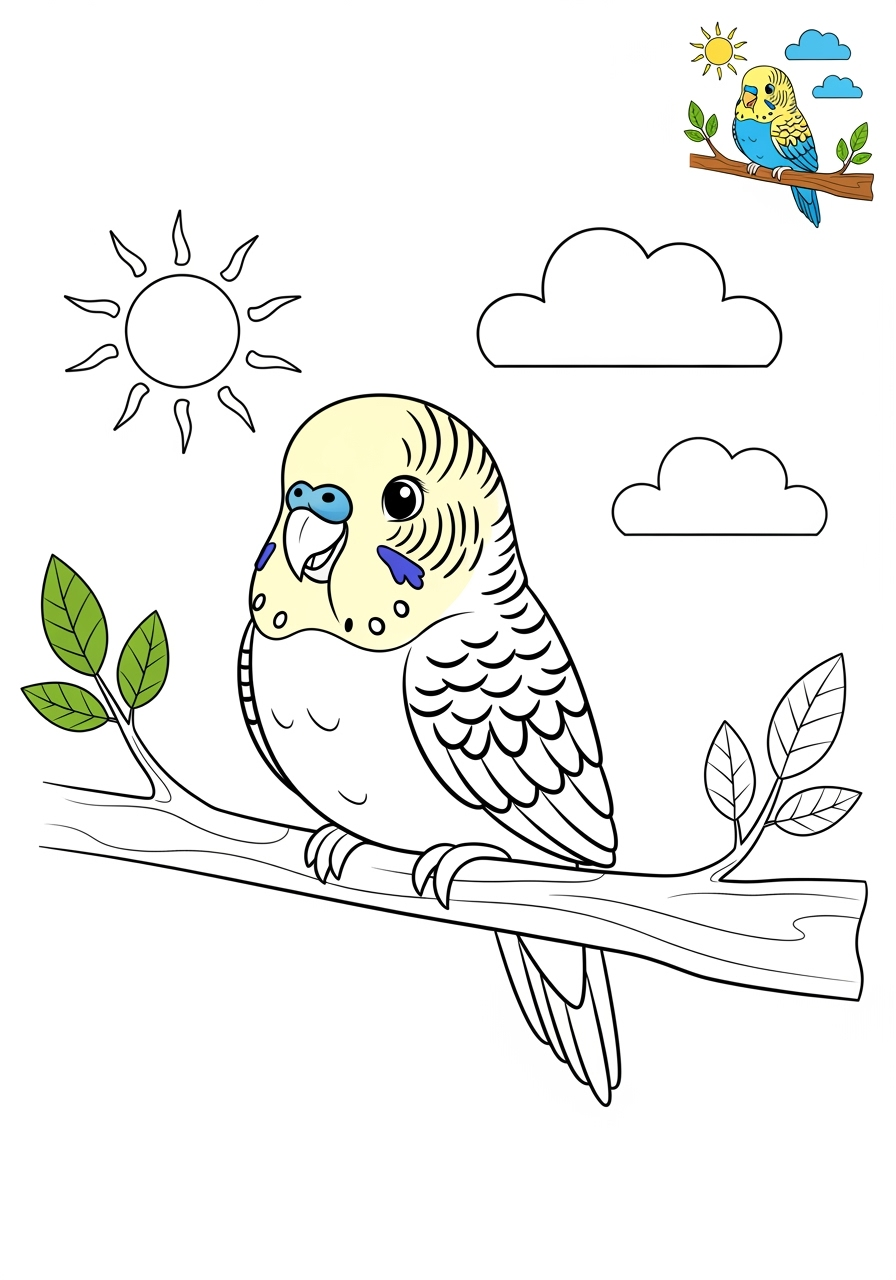 medium animals Pet Pals parakeet kids coloring page 1