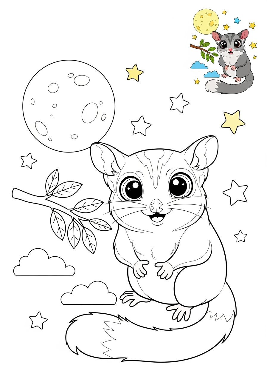 medium animals Pet Pals sugar glider kids coloring page 0