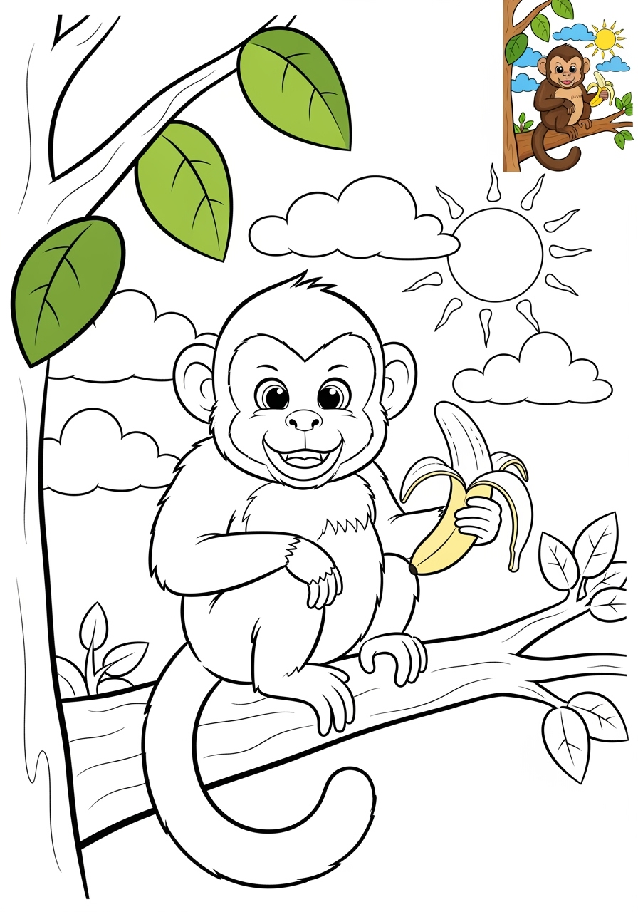 medium animals River & Wetland capuchin kids coloring page 0