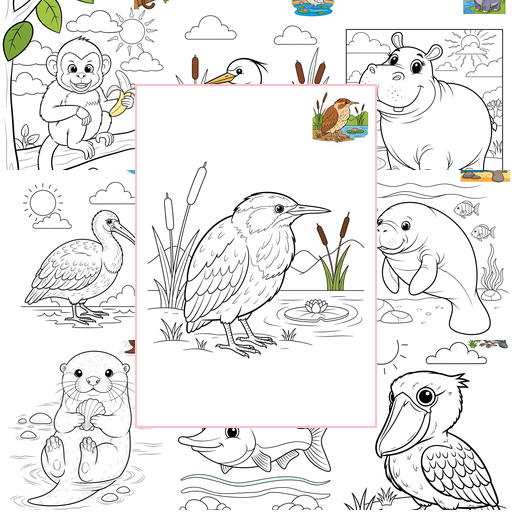 Medium Animals River & Wetland Coloring Sheets Collections Thumbnail