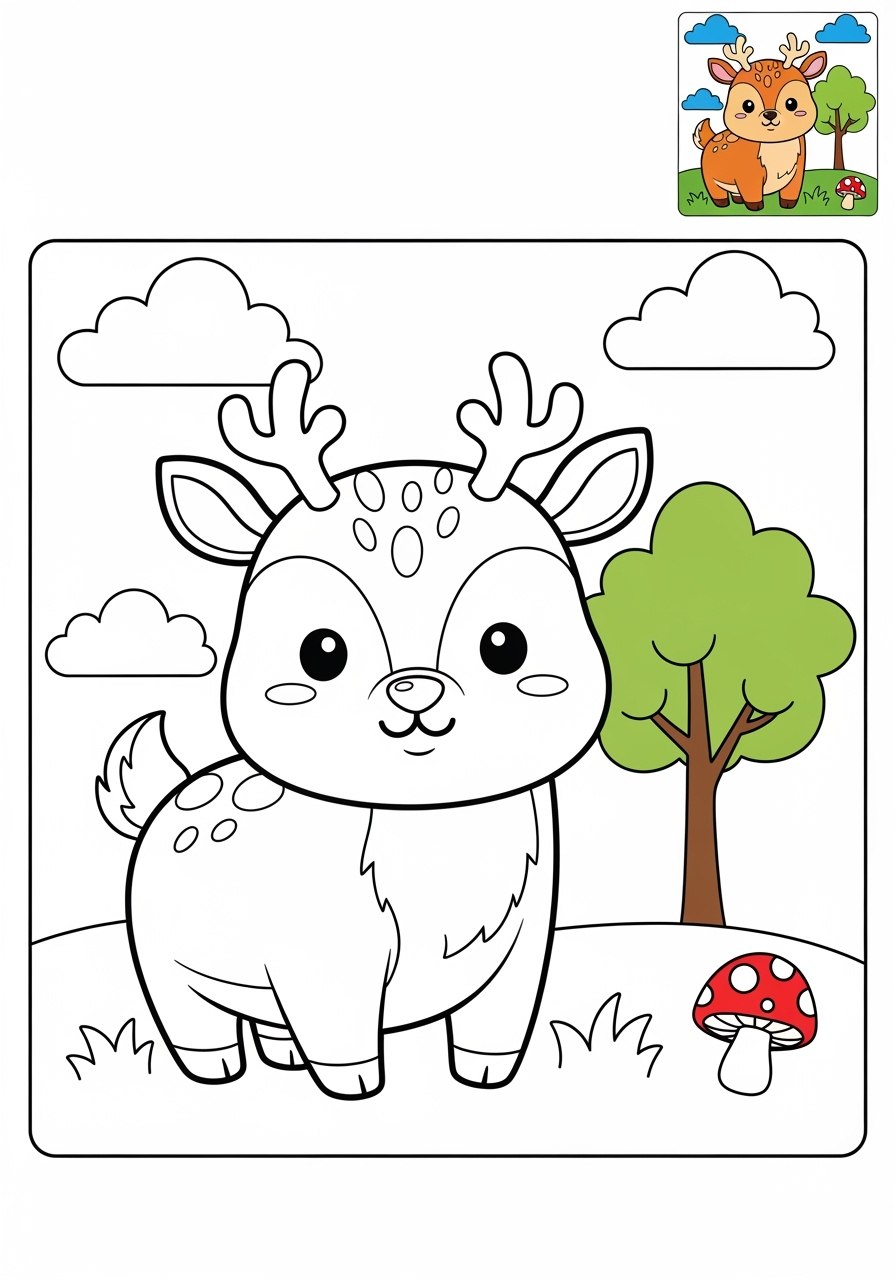 medium animals Mammals (Forest/Farm) deer kids coloring page 1