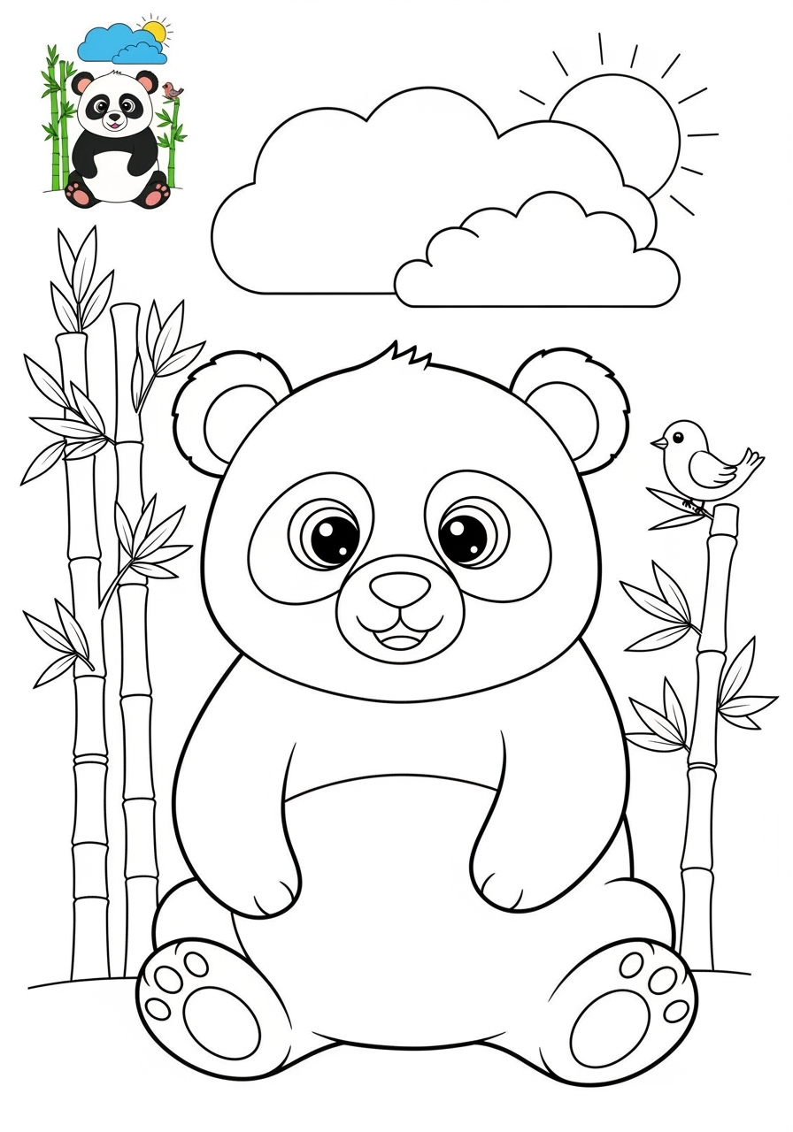 medium animals Mammals (Forest/Farm) panda kids coloring page 0