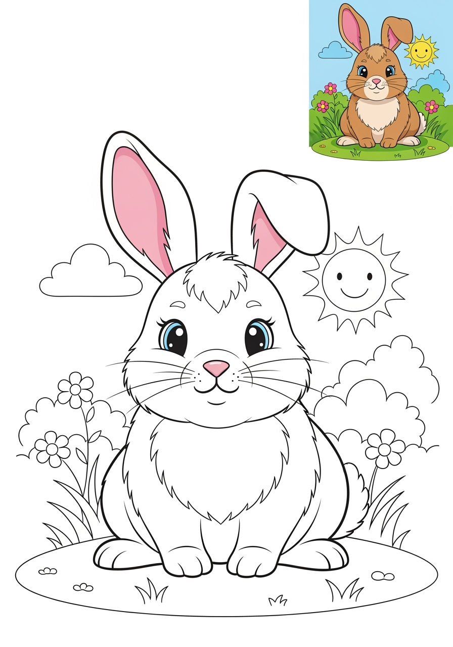 medium animals Mammals (Forest/Farm) rabbit kids coloring page 0