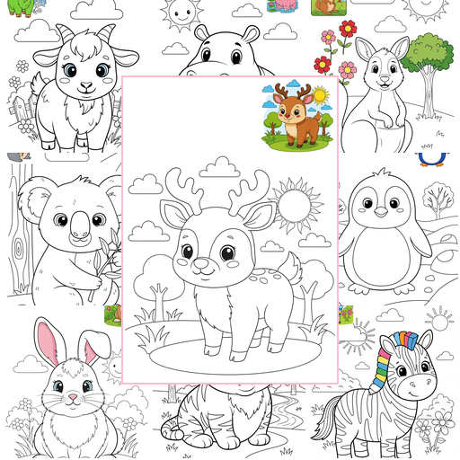 Medium Animals Mammals (Forest/Farm) Coloring Sheets Collections Thumbnail