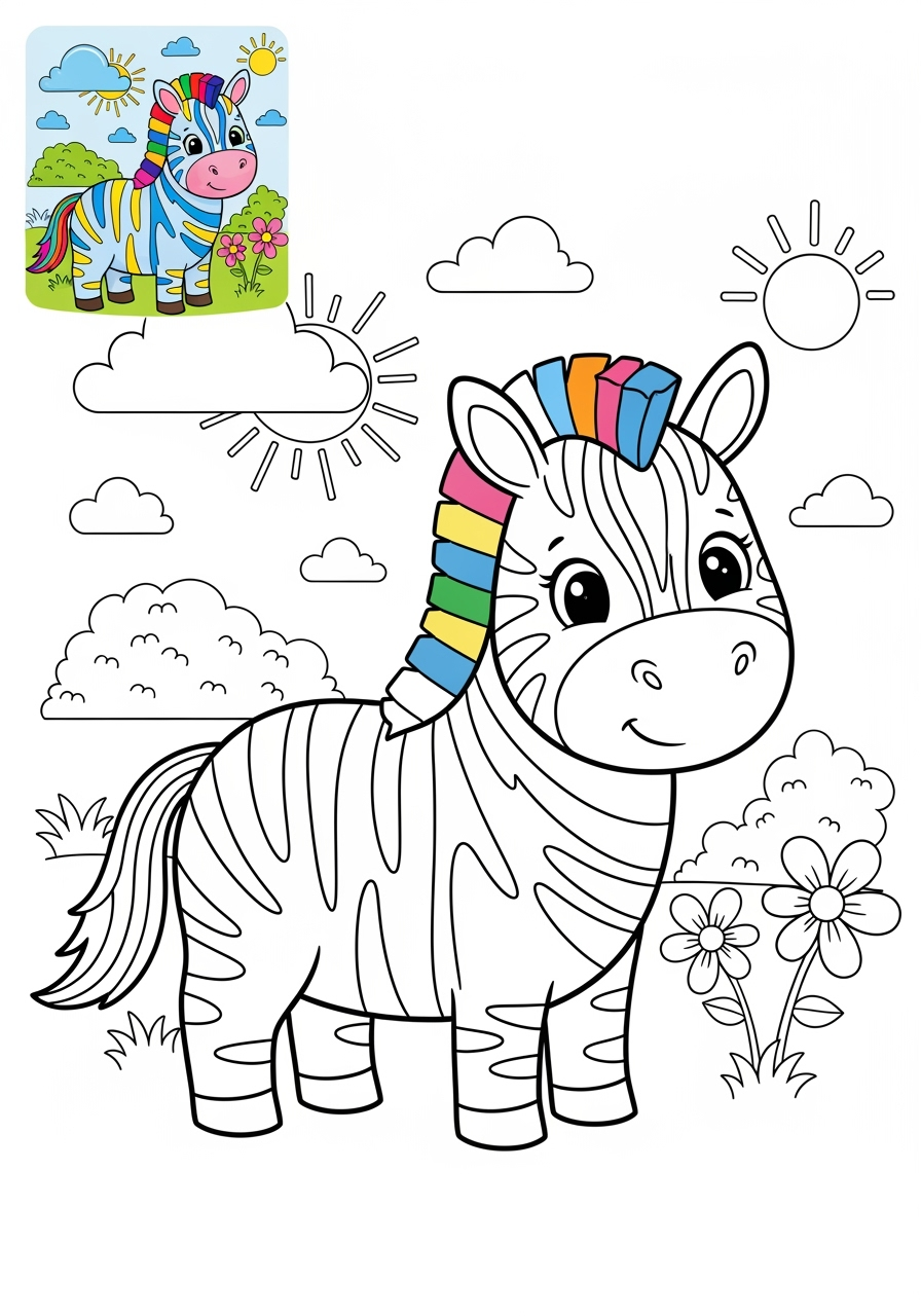medium animals Mammals (Forest/Farm) zebra kids coloring page 0