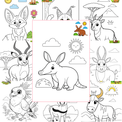 Medium Animals Savanna & Grassland Coloring Sheets Collections Thumbnail