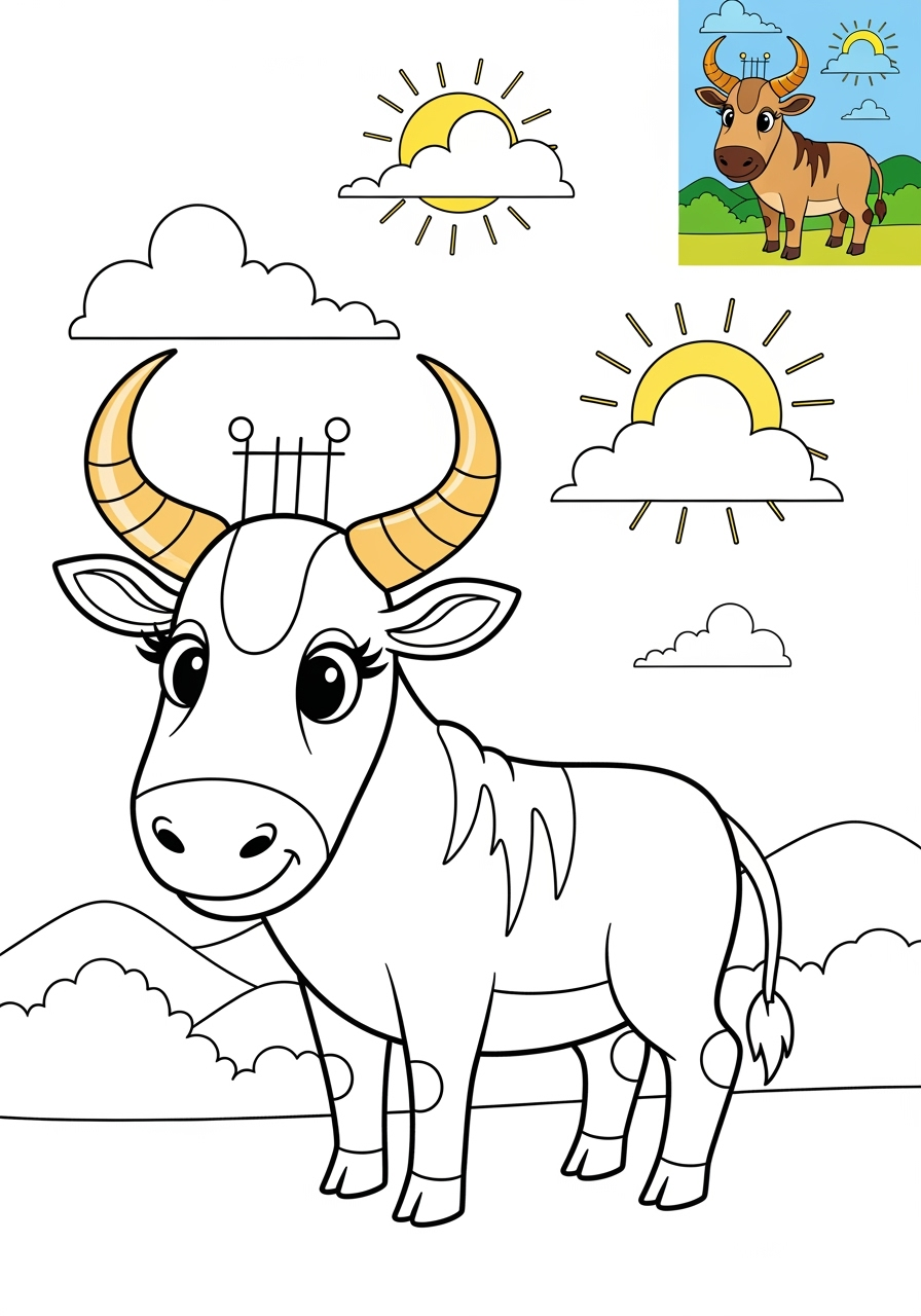 medium animals Savanna & Grassland topi kids coloring page 0