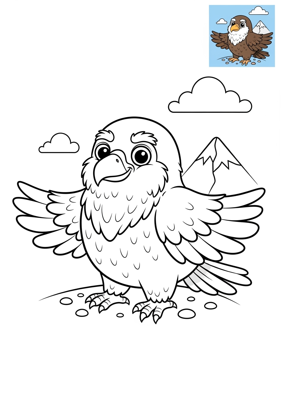 medium animals Mountain & Alpine lammergeier kids coloring page 0