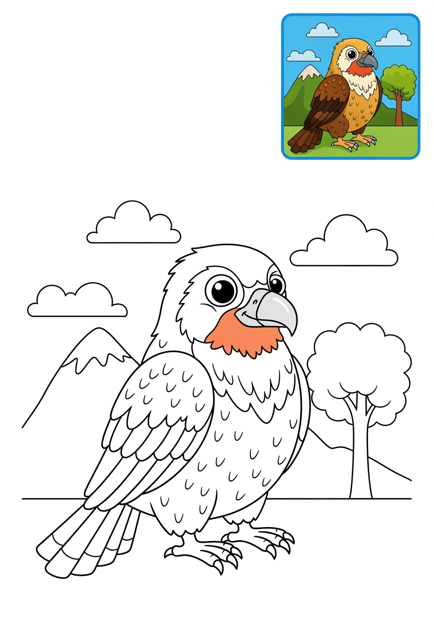 medium animals Mountain & Alpine lammergeier kids coloring page 1