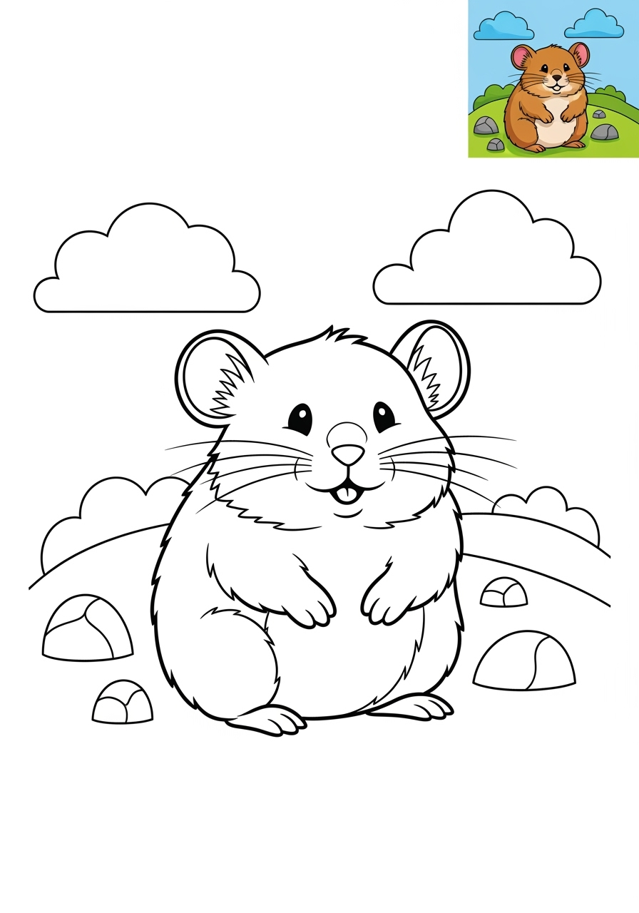 medium animals Mountain & Alpine pika kids coloring page 1