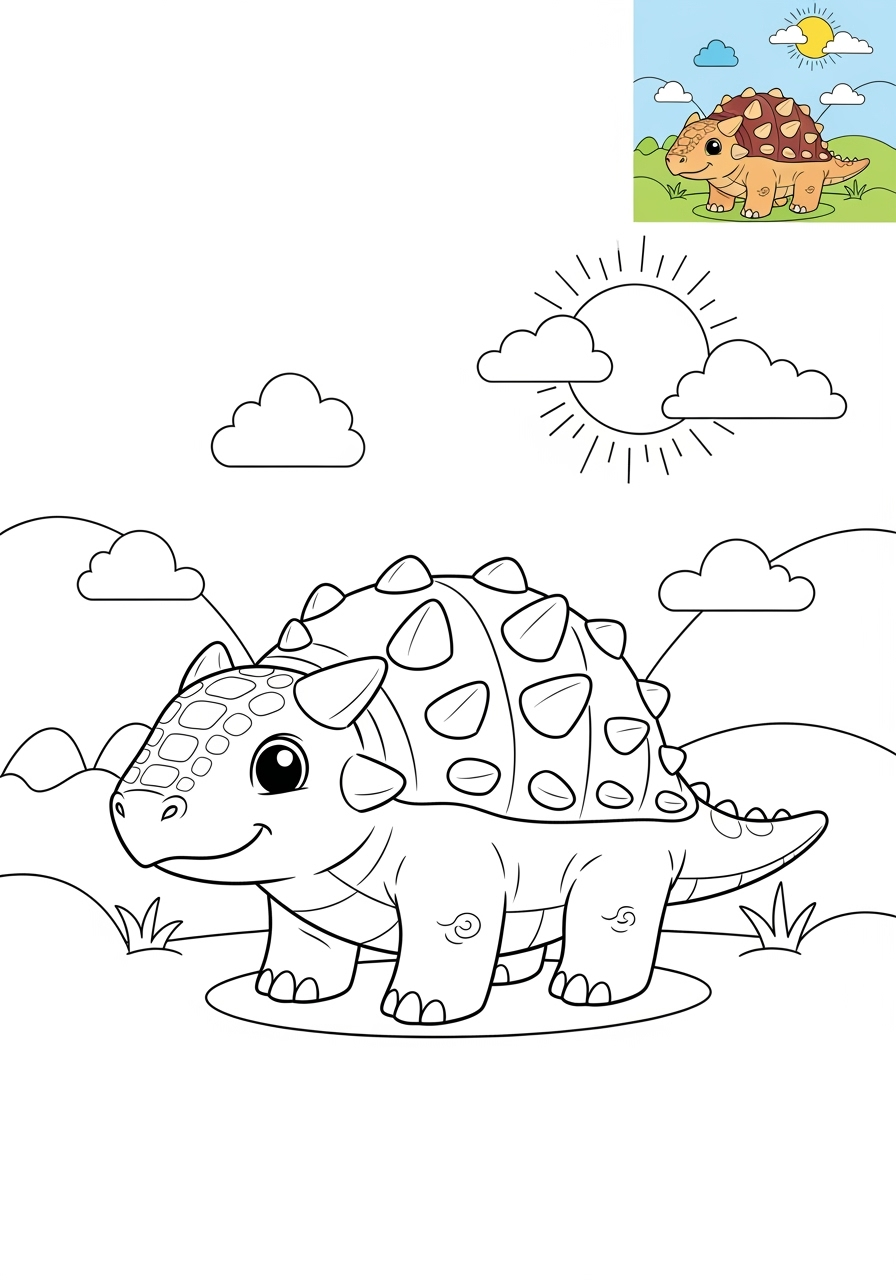 medium animals Dinosaurs ankylosaurus kids coloring page 0
