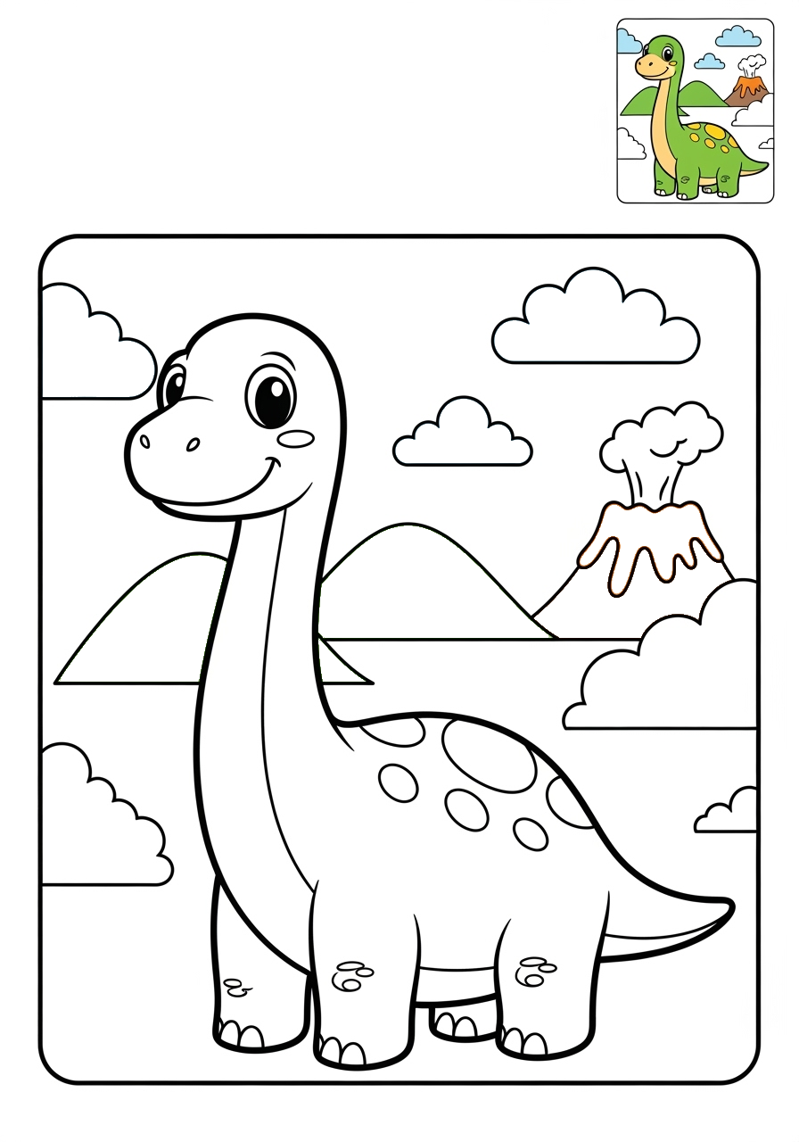 medium animals Dinosaurs brachiosaurus kids coloring page 0