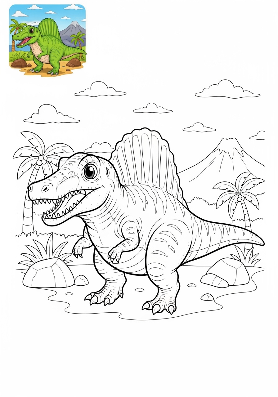 medium animals Dinosaurs spinosaurus kids coloring page 0