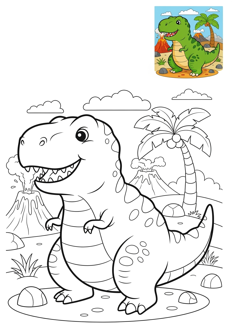 medium animals Dinosaurs tyrannosaurus kids coloring page 0