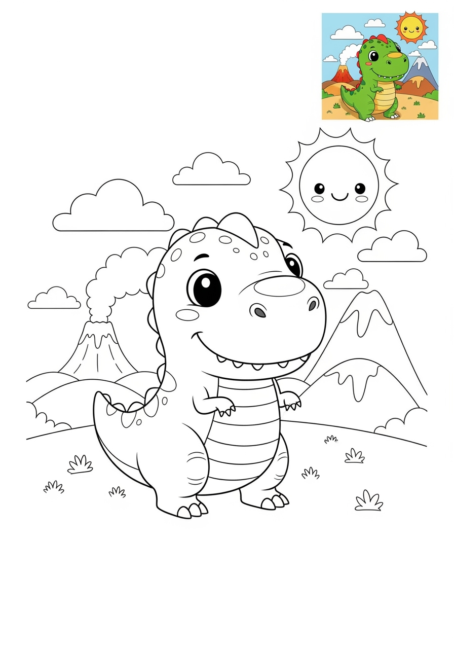 medium animals Dinosaurs tyrannosaurus kids coloring page 1