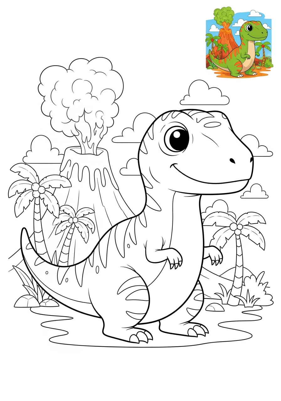 medium animals Dinosaurs velociraptor kids coloring page 0