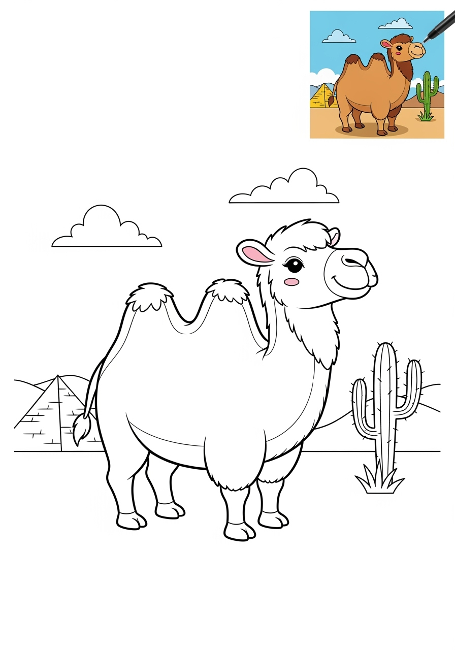 medium animals Mammals (Various) camel kids coloring page 1