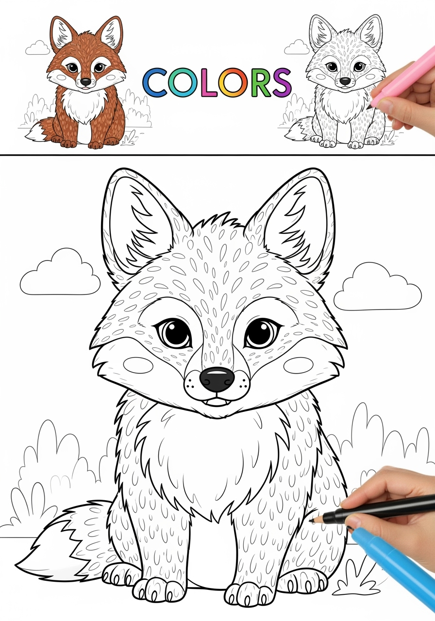 medium animals Mammals (Various) coyote kids coloring page 0